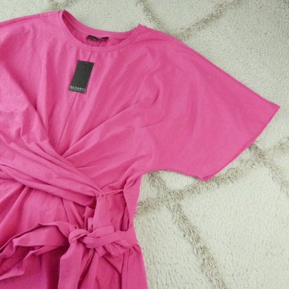 Eloquii Pink Tie-Front Dress Size 14 - Picture 5 of 15